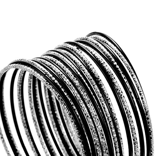 Ensoul Colorful Painted Enamel Coated Mixed Metal Multi Bangles Bracelets for Women/2.68" Dia.3