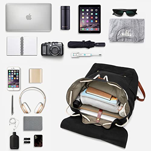 Etidy Canvas Leather Casual Daypack Retro Classic Laptop Backpack Bookbag Travel Rucksack For Student Men Women(Camel) #TOP4