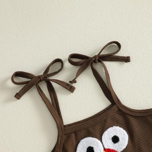 Image of Thanksgiving Baby Girl Outfit Toddler Turkey Romper Overalls Jumpsuit