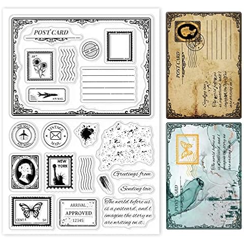 GLOBLELAND Vintage Postcard Clear Stamps for DIY Cover