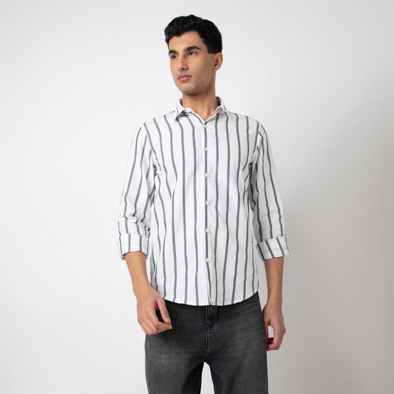 Image of Mens Striped Slim Fit Cotton Casual Shirt | Full Sleeves Mens Shirts | Stylish Shirt for Men