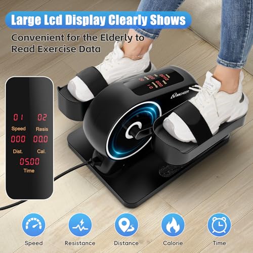 Image of ANCHEER Under Desk Elliptical Machine, 2-in-1 Mini Exercise Bike, Digital Display, 9 Resistance Levels, 12 Speed Levels, Active and Auto Modes, Silent Operation