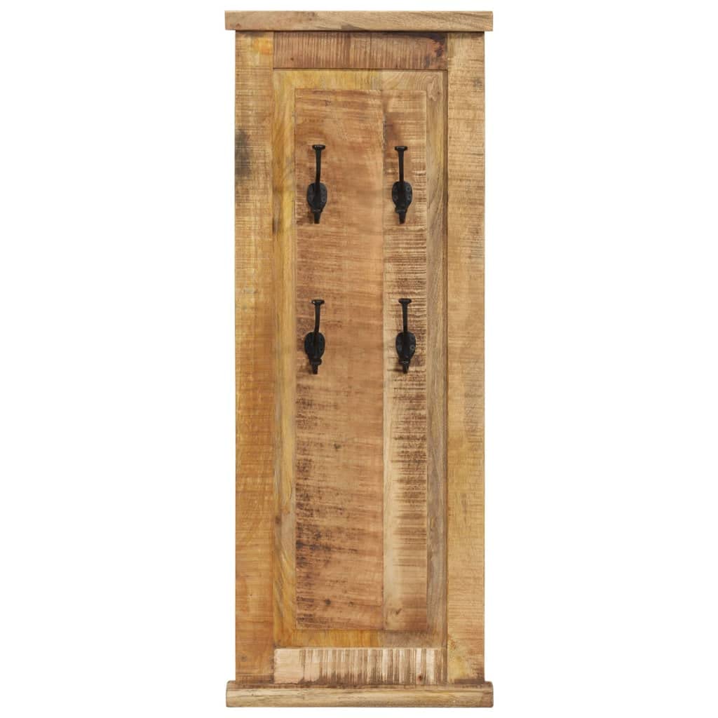 Lot de 2 penderies en bois massif de mangue 38 x 100 cm avec 4 crochets, porte-manteau mural en bois pour couloir, chambre à coucher, couloir, patère, sac