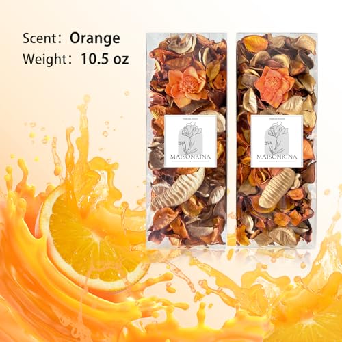 MAISONRINA Fall Potpourri Bags,Orange Scented Potpourri Bowl Filler, Thanksgiving Decorative Dried Flower, Autumn Farmhouse Bathroom Vase Decor(10.5 oz/2 Packs) - Thumbnail 2