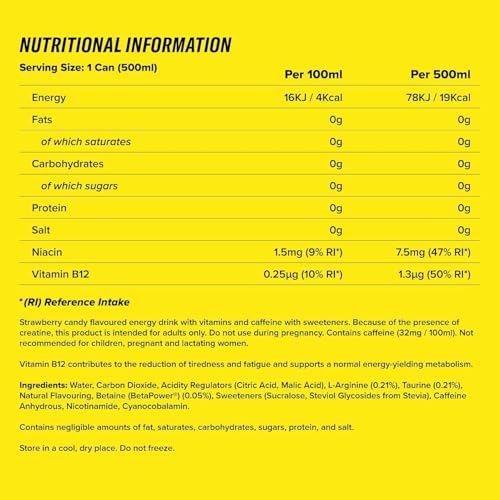 Image of C4 Performance Energy Drinks Millions Strawberry Flavor Zero Sugar Energy Drink, 500 ml Can (UK)