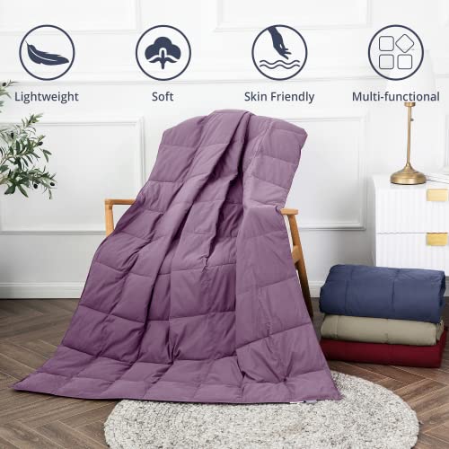 Puredown Soft Down Throw Blanket Lightweight Packable Couch Throw For Indoor And Outdoor Use, 50"X70",Lavender #TOP1