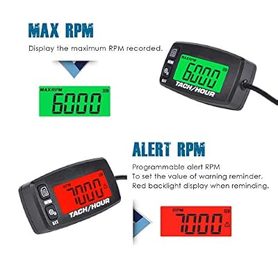 Runleader Digital Maintenance Tach/Hour Meter,Battery Replacement,Dual-Color Backlight for Motorcycle Small Gas Engine Outboard Motor Pressure Washers