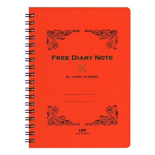 Carnet de notes Life Notebook Free Diary B6 Orange D1528 journal intime non daté