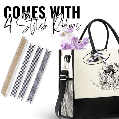 Bolsa Tote de Lona para Mujeres Amantes de Sirenas con Cierre y Correa miniatura 5