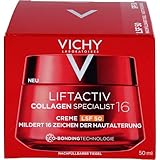 Vichy Liftactiv Collagen Specialist 16 Creme LSF 50, Anti-Aging Tagescreme & Gesichtspflege, Verbessert 16 Zeichen der Hautalterung, Mit Rhamnose, Peptiden & Maitake, UV-Schutz für das Gesicht, 50 ml