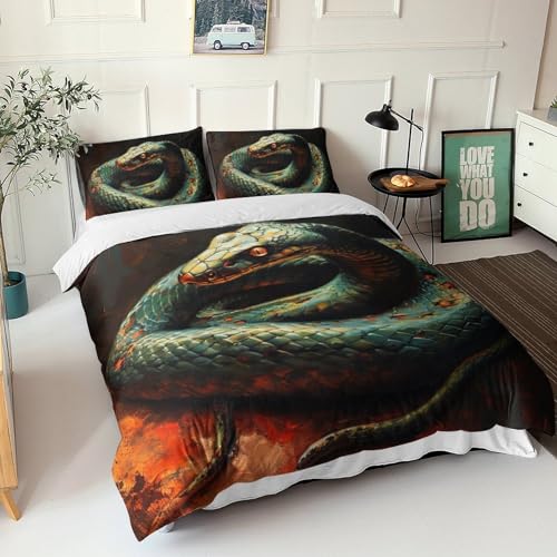 Housses de couettes serpent fermeture éclair pratique parure King 3D - 3