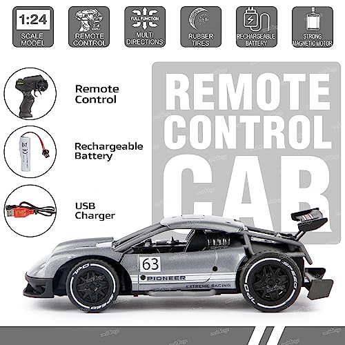 Image of Zest 4 Toyz RC Car Rechargeable Remote Control Racing Car Alloy High Speed Car Toys for Kids Best Gift Vehicle Toys for Boys (Pack of 1) Grey