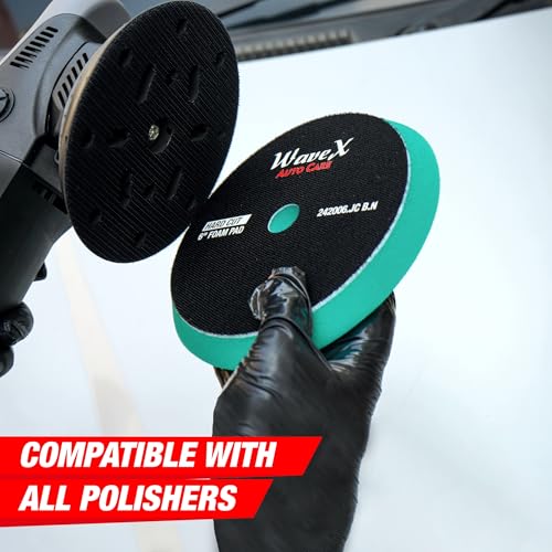 Image of Wavex 6-Inch Final Finish Foam Pad for Car | Low Profile 20mm Design for Extreme Performance | Ultra Soft Foam for High Gloss Shine | Compatible with DA & Rotary Polisher | Machine Washable & Reusable