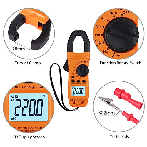 Camway Portable Clamp Meter Digital 6000 Counts Ac/Dc Current Trms Amp Ohm Tester Capacitance Multimeter With Alligator Clips #TOP2