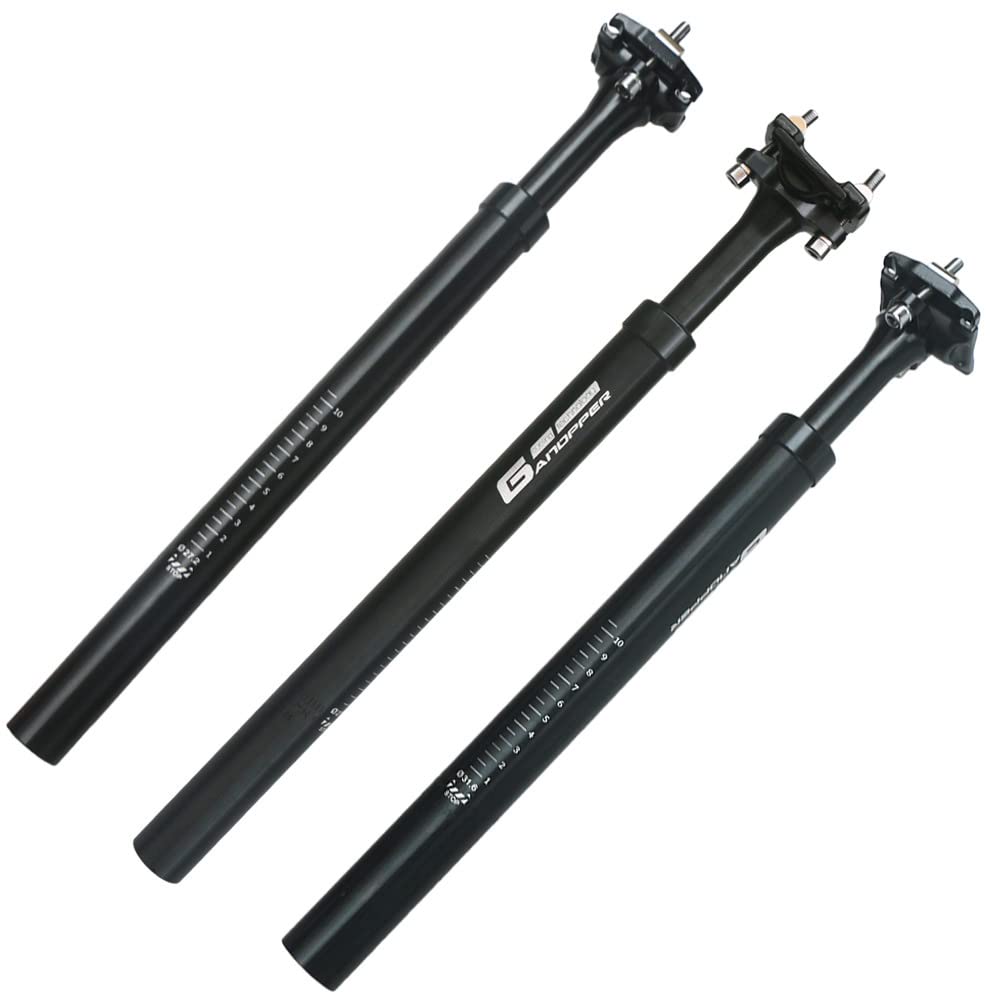 27,2/28,6/30,4/30,9/31,6mm Reggisella Ammortizzato MTB, Canotto Sella Ammortizzatore Bici in Alluminio Lunghezza 400mm per Bici elettrica, MTB, City Bike, Nero