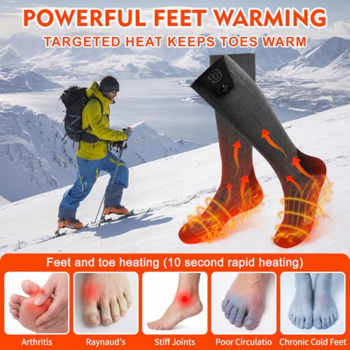Netraty Heated Socks for Men Women, 7000mAh Rechargeable Foot Warmer Socks - image 2