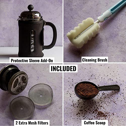 Image of French Press Coffee Maker with 4 Part Superior Filtration 500 ML Coffee Maker Machine,Coffee Kettle electric,Moka Express Espresso Maker /Percolator /Stovetop /filter Coffee Maker [COPAR]