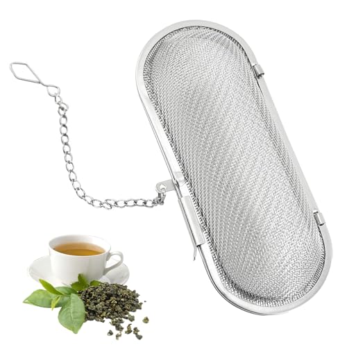 IJHYGD Boule à The Original, Passoire à Epices, Boules à Epices, Longueur 110x45x45mm, La ThéIèRe En Acier Inoxydable Argenté Est Pratique, AdaptéE Au...