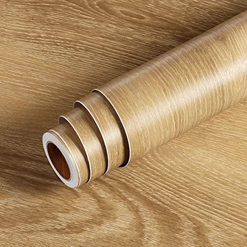 Livelynine Vinilo Encimera Cocina Madera Natural 40CMx10M Vinilo Adhesivo Madera Clara Resistente al Calor Papel Adhesivo Muebles Cocina Armarios Mesa Papel Pintado Pared Efecto Roble Baño Puerta