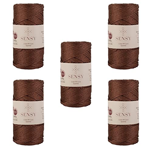 S Sensy 2mm -Premium Polypropylene Macrame Cord 5 Pack Copper Sparkle 252yd