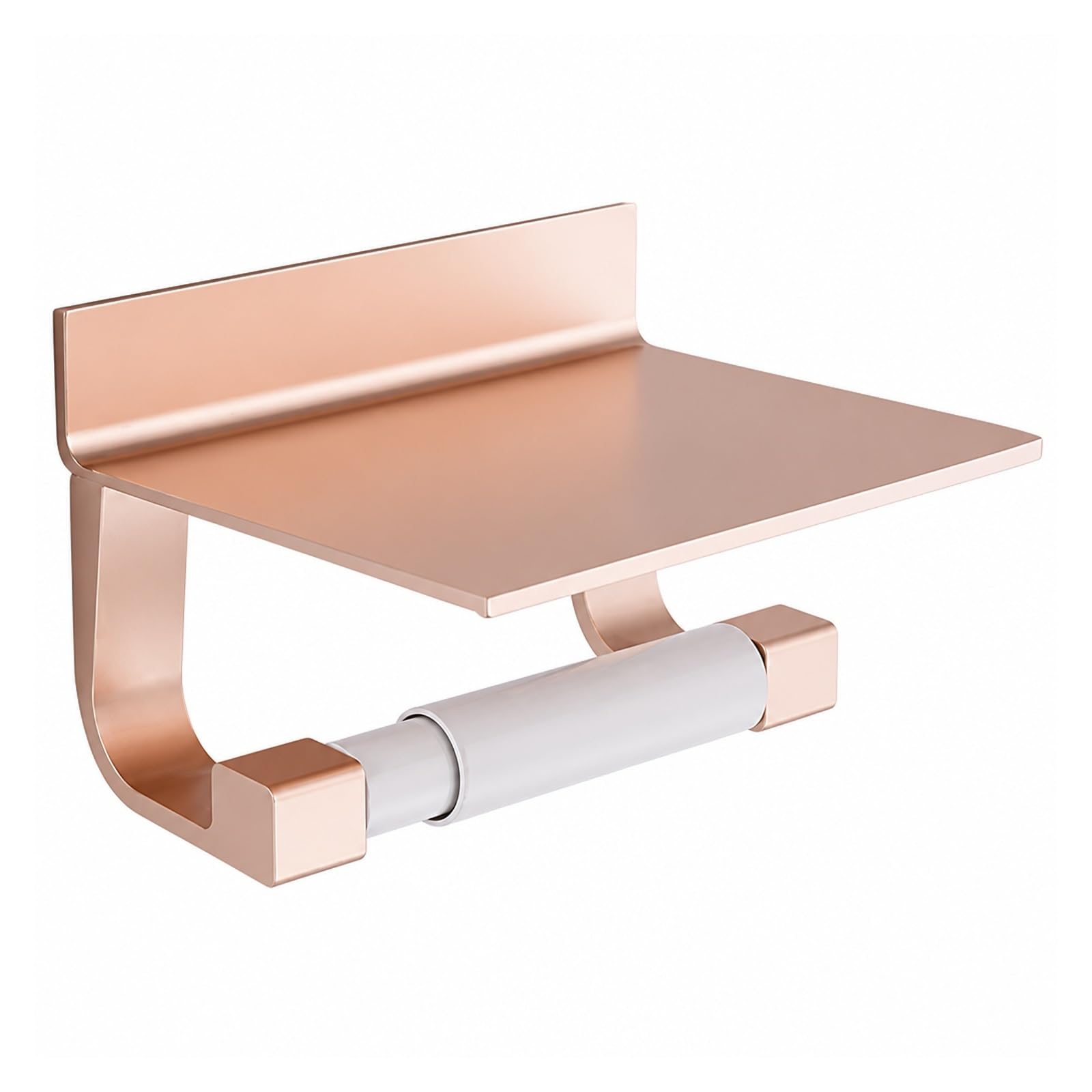 Toilet Roll Holder, Aluminum Toilet Paper Punch Free Holder With Phone Shelf,for Bathroom