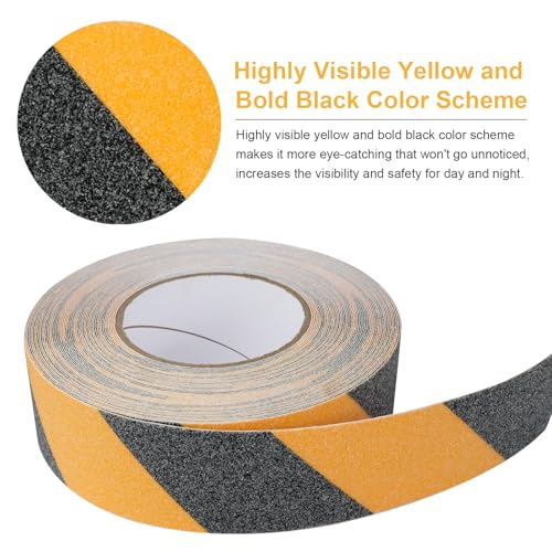 Image of Anti Slip Tape for Stairs Outdoor /Indoor Waterproof Heavy Duty Grip Tape 2 inch x 59Ft Safety Non Skid Roll for Stair Steps Ramp Traction Tread Staircases Grips Adhesive Non Slip Strips Walk, Black&Yellow