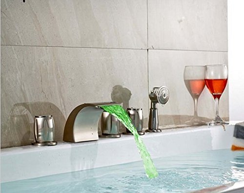Robinet cascade LED baignoire mitigeur douche moderne nickel brossé Gowe mélangeur mural