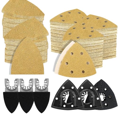 196PCS Schleifpapier Set 93mm für Delta-Schleifererhältlich in verschiedenen Körnungen ideal für enge Bereiche Hartholz Wandoberflächen Entrosten und Heimwerkerprojekte