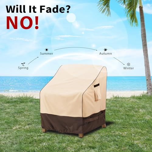 KylinLucky Waterproof Patio Chair Covers 2 Pack 33.5x31.5x36 Inches, Outdoor Furniture Protectors for All-Weather, Durable Khaki Chair Covers for Patio - Thumbnail 5