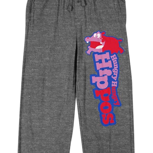 Bioworld Hungry Hungry Hippos Logo Adult Gray Heather Quick Turn Sleep Pajama Pants2
