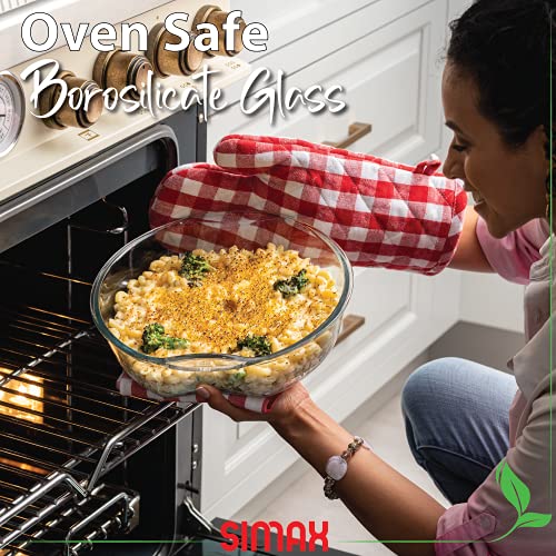Simax Exclusive Clear Round Glass Casserole | Includes Glass And Plastic Lid, Heat, Cold And Shock Proof, Made In Europe, 2.5 Quart Pot + 1.5 Quart Lid #TOP2