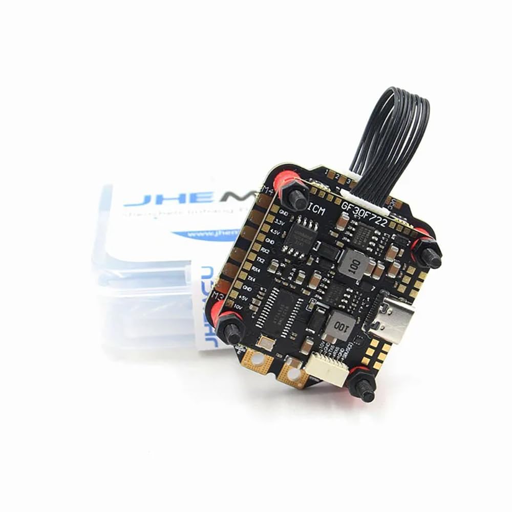 SPARKHOBBY JHEMCU F722 45A Stack GF30F722-ICM 3~8S Lipo Flight Control RuiBet 45A 3~6S Lipo ESC 30x30mm for FPV Quadcopter Freestyle Drone (F722 with RuiBet 45A)