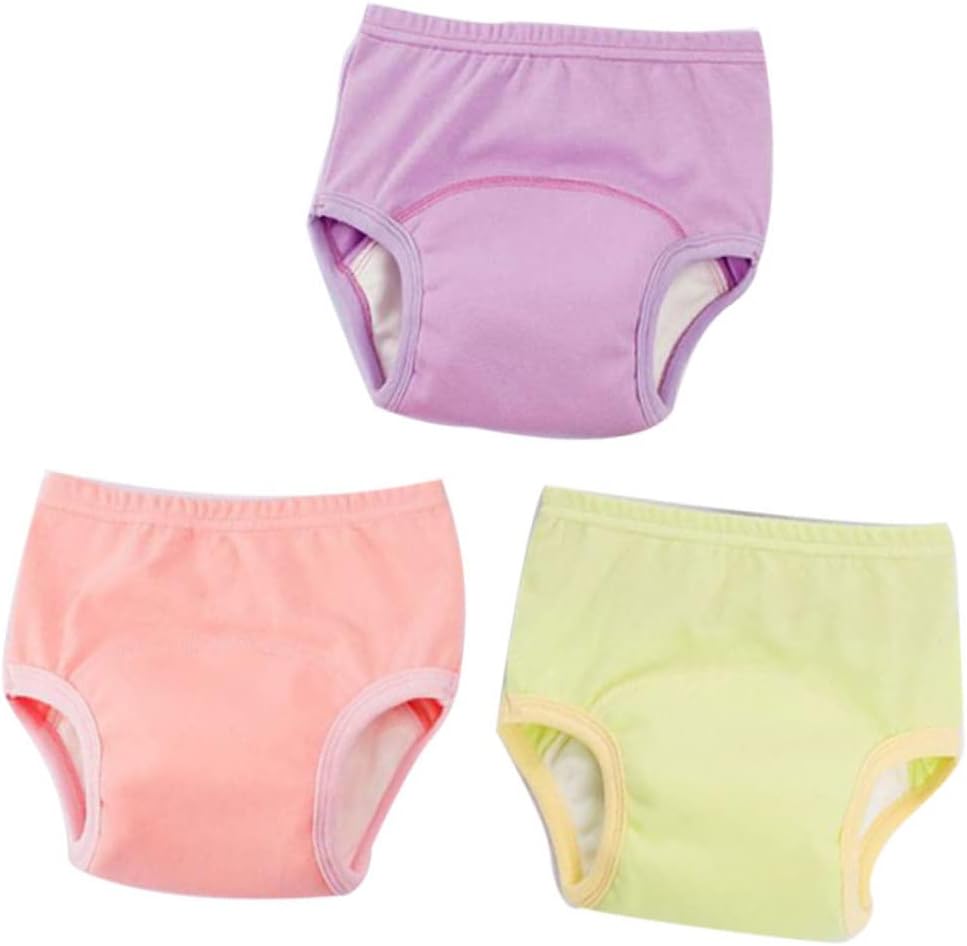 LIFKOME 3pcs Baby Training Pants for Infants 90cm/13kg Breathable Cotton Diaper Cover Washable Training Diapers for Potty for Toddlers Assorted Color