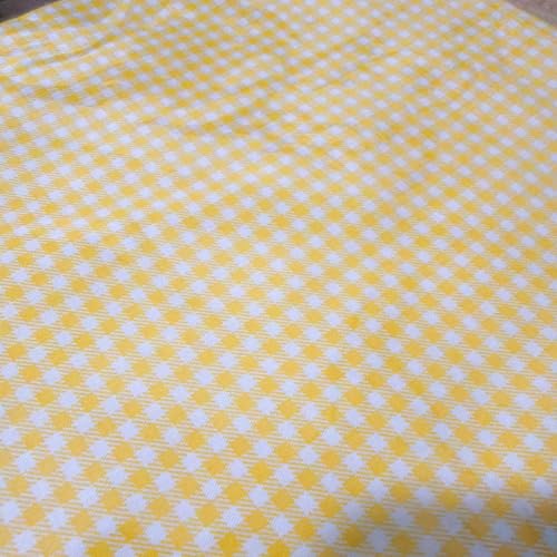 Light Weight Natural Cotton Fabric by the Yard DIY Making Supplies Quilting Patchwork Fabric Fat Quarter Bundles DIY for Quilting Cotton Patchwork Cushions (Yellow Small Square, 2 Yard)