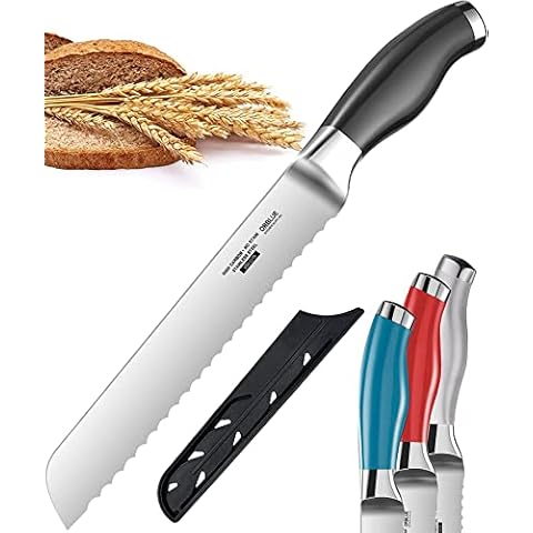 Orblue Brotmesser mit Wellenschliff, ultrascharf, Edelstahl, professionelle Qualität, schneidet dicke Brote mühelos - ideal zum Schneiden von Brot, Bagels, Kuchen (20,3 cm Klinge mit 12,4 cm Griff) Cover