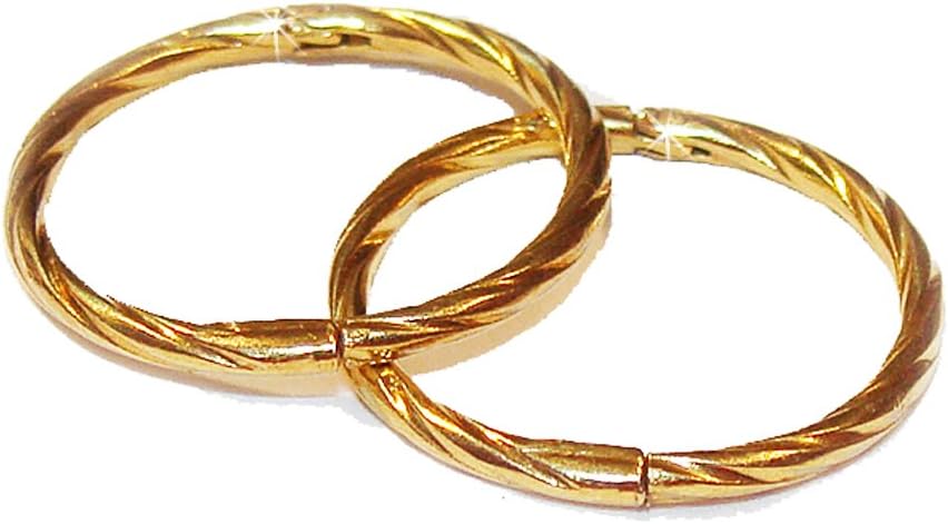 Hinged Hoop Earrings Twisted 14mm 22k Gold Over Solid Sterling Silver Twisted Hinged Hoop Earrings, Easy on & Off !