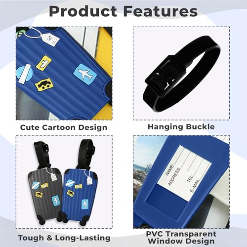 Image of Kraptick Travel Luggage Tags - Durable and Stylish Luggage Identification Tags for Suitcases Compact Name Tag for Luggage & Travel ID Label Tags for Suitcase & School Bags-(DMFP881)(Pack of 2)