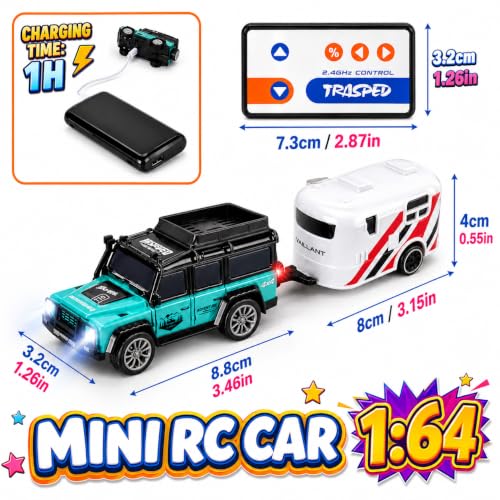 Image of Magicwand【Pack of 1 R /c Rechargeable【Type-C Charging】 2-in-1 Miniature Defender with Trailer & Led Lights【1 Random Color Will be Shipped】