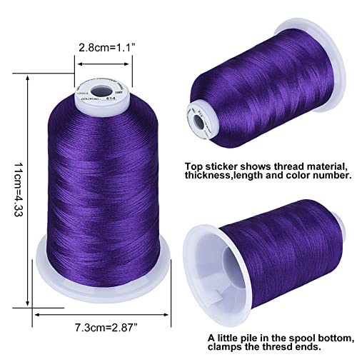 Simthread Embroidery Thread 5500 Yards Purple 614, 40Wt 100% Polyester For Brother, Babylock, Janome, Singer, Pfaff, Husqvarna, Bernina Machine #TOP1