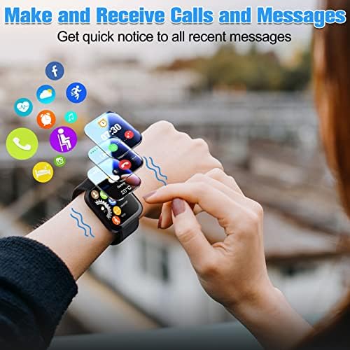 Happy Watch Smart for Men Women, Fitness Tracker with 1.81'' Full Touch Screen Heart Rate Sleep Monitor IP65 Waterproof Smartwatch Step Counter Watches Running Activity Android iOS