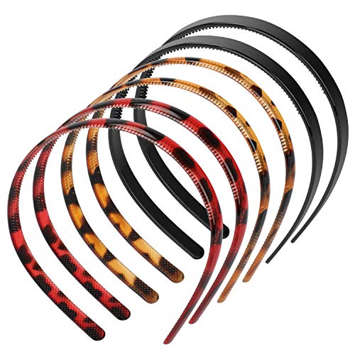 STSUNEU 6pcs Plastic Plain Headbands with Teeth Headbands Skinny DIY Hair Bands, 3 Colors Headbands Teeth Comb 0.3" Slim Non- Slip Hair Headbands Hairstyle Suitable for Women/Girls