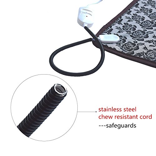 Ubei Pet Electric Heating Pad For Dogs And Cats With Anti-Bite Steel Cord Waterproof Adjustable Dog Warm Bed Mat Heated Pet Pad For Pets Deds Pets Blankets And Kennel 17.7"X17.7" (Flower Color) #TOP5