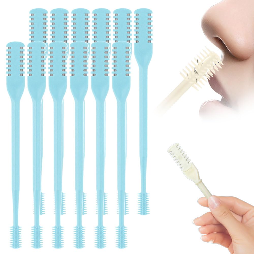 Upgrade Nasal Hair Cutter Travel Essentials for Men Women,2025 Nostril Hair Removal Tools Double Sided Christmas,360° Rotating Manual Nose Hair Trimmer (Blue, 12 Set)