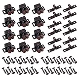 Justech 12 PCS Hardware Roller Catch, Double Roller Catch Brown Antique Copper, Cabinet Catch Door Latch with Installation Screws for Kitchen Cupboard Cabinet Drawer Closet
