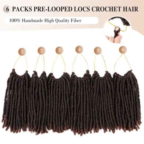 Wiger Faux Locs Crochet Hair 120 Strands Ombre Brown Pre-Twisted Soft Locs Extensions 8 Inch Pre-Looped Crochet Braids For Women (1B/30) #TOP2