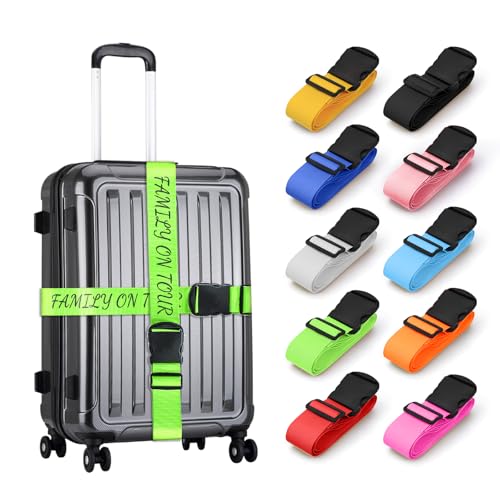 Personalized Luggage Straps for Suitcases 2 Packs Customized Adjustable Suitcase Strap with Embroidery Name/Text, Travel Belt with Quick Release Buckle, Accessory for Travel Bag Closure