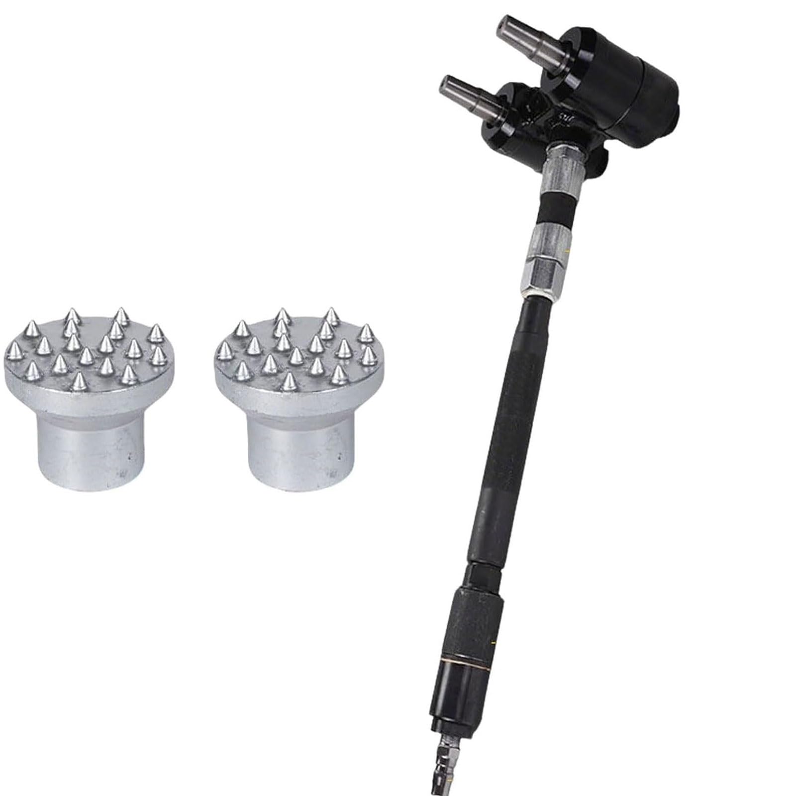 XNZJHPP Double Heads Pneumatic Bush Hammer for Stone Texturing, 2100bpm High Frequency Scabbling Hammer, Shock-Absorbing Long Handle, 6-8 M2/h Efficiency, 9-Tooth Design (18)