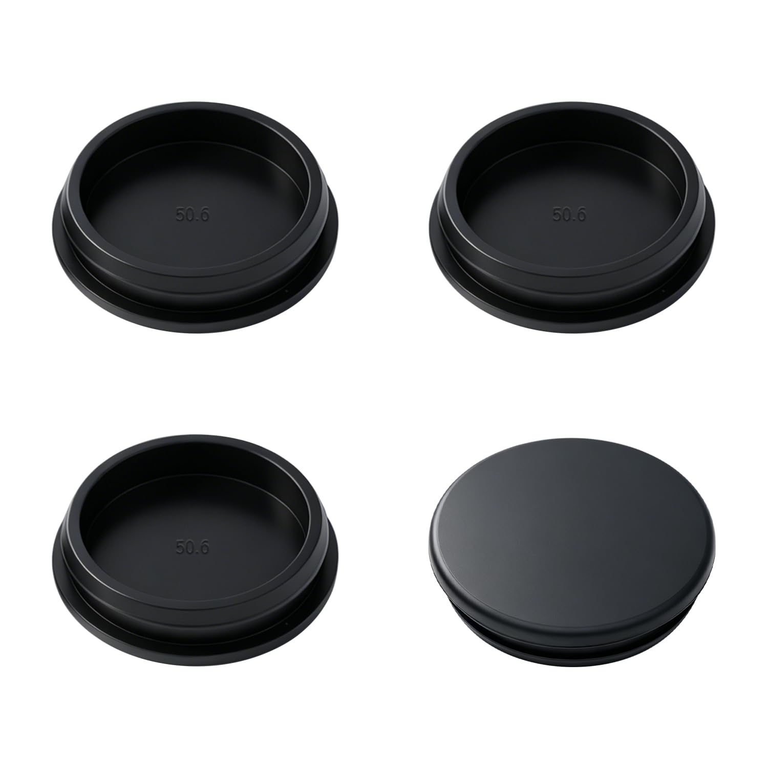4PCS 2inch Rubber Plugs for Round Holes, 50.6mm Black Hole Plugs Snap Locking, Used for Furniture DD044-50.6B