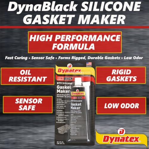 Image of Dynatex DynaBlack RTV Silicone Gasket Maker 85g Tube - 500F High Temperature, Sensor Safe, Low Odor, and Non-Corrosive Silicone Sealing Compound Made in the USA (8-Pack)