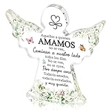 Yopyame Spanish Sympathy Bereavement Gifts - Acrylic Angel Memorial Gifts for Loss of Loved One Bereavement Condolences Grief Acrylic Keepsake Paperweight for Family Friend Remembrance Table Decor